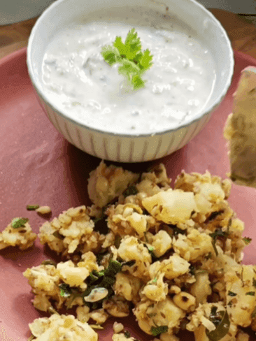 Peanut Alu & Cucumber Raita recipe