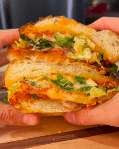 Garlic Butter Caesaroni Pizza Sandwich recipe