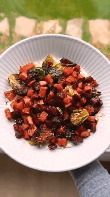 Maple Harvest Roasted Veggies with Goat Cheese recipe