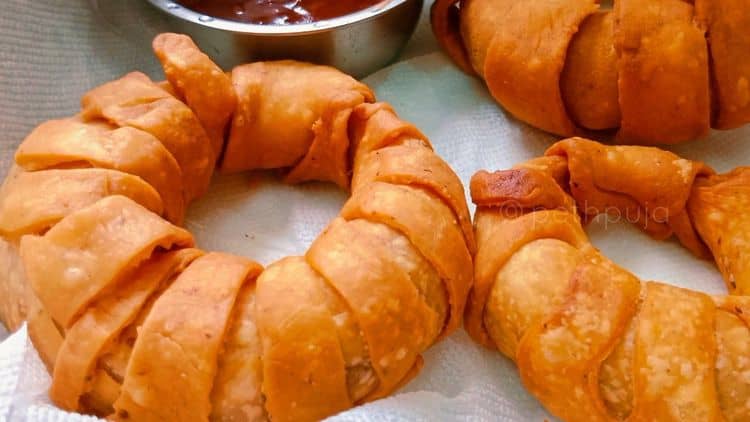 Noodle Ring Samosa 🍜🥐 recipe