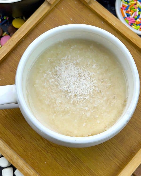 Fluffy Coconut Cream Mug Cake (Eggless, 2-Minute Microwave Dessert) recipe