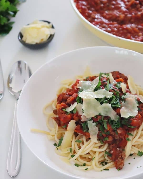 Beef and Lentil Spaghetti Bolognese recipe