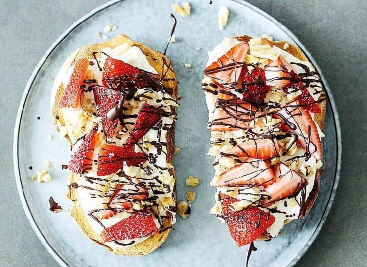 Whipped Ricotta, Strawberry and Dark Chocolate Bruschetta recipe