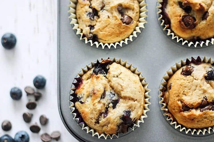 Dark Chocolate and Blueberry Muffins recipe