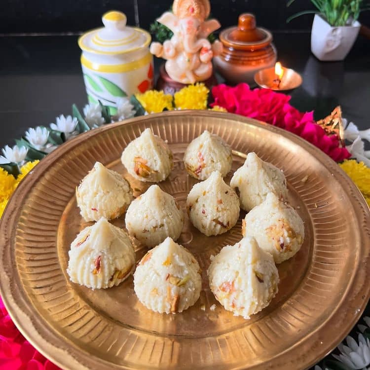 No Cook Coconut Mawa Modak recipe