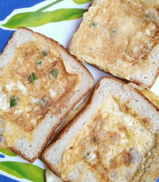 Schezwan Bread Omelet recipe