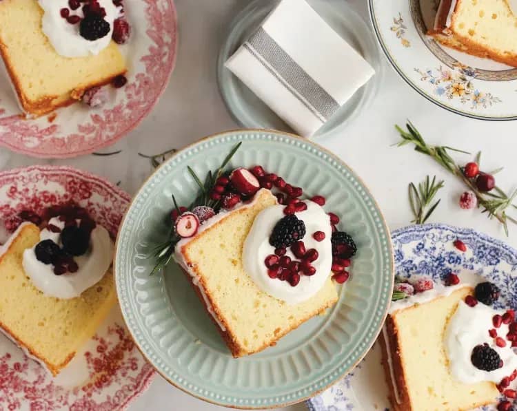 Chiffon Cake with Sugared Cranberries and Grapefruit Glaze recipe