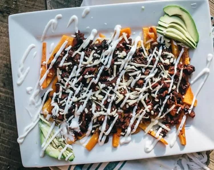 Butternut Squash Fries with Black Bean Chili recipe