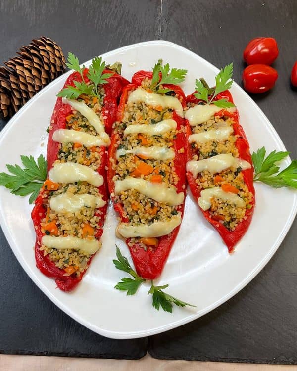 Stuffed Bell Peppers with a Twist! Meat-Free – but TASTES like a RESTAURANT dish! recipe