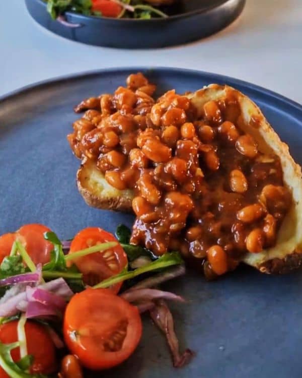 Twice-Baked Potatoes with Harissa-Spiced Baked Beans recipe