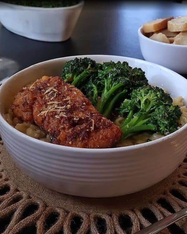 Lemon Herb Crusted Salmon with Creamy Ditalini Pasta recipe