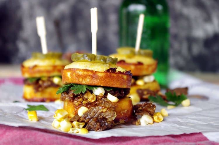 Braised Rib Sliders on Jalapeno Cheddar Corn Muffins recipe