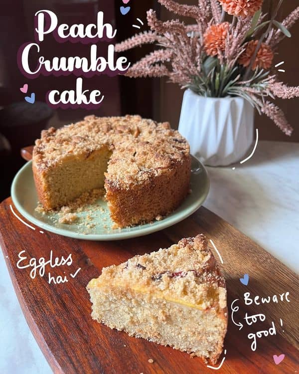 Eggless Peach Cake recipe
