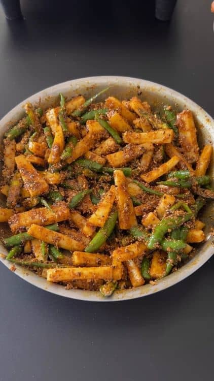 Mooli Hari Mirch Ka Achar (Radish Green Chili Pickle) recipe