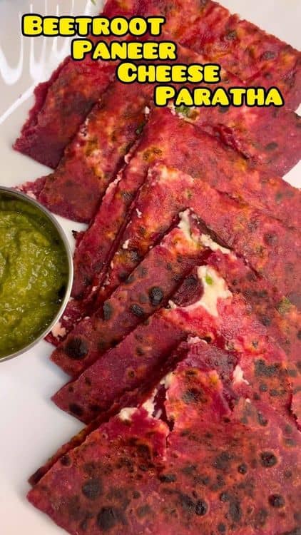 Beetroot Paneer Cheese Paratha recipe