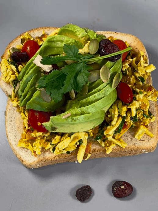 High-Protein Tofu Scrambled Toast with Avocado recipe