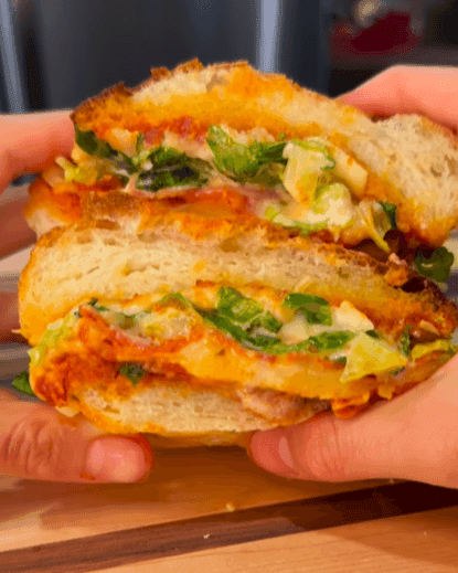 Garlic Butter Caesaroni Pizza Sandwich recipe