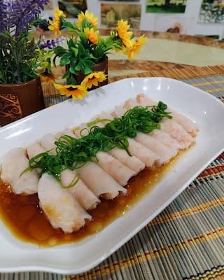 Scallion oil radish slices stuffed with shrimp paste recipe