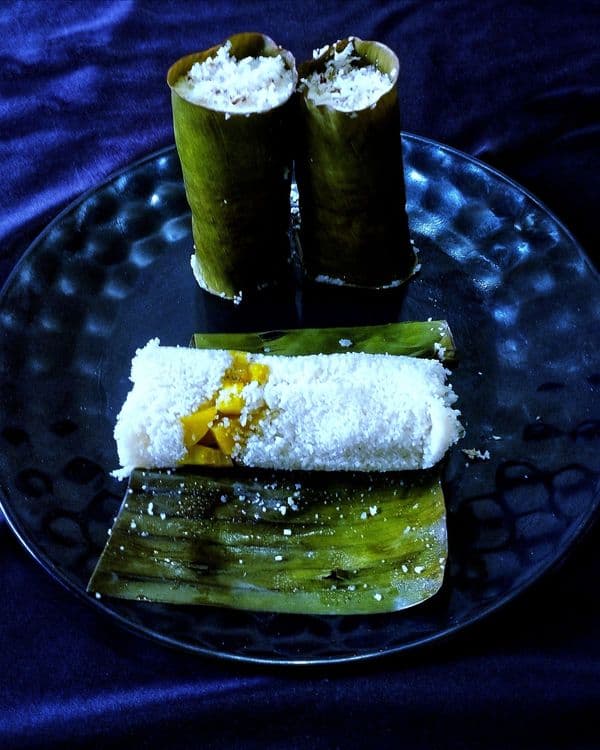 Banana Puttu Made Using Banana Leaf recipe