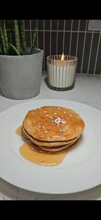 Birthday Cake Sourdough Pancakes recipe