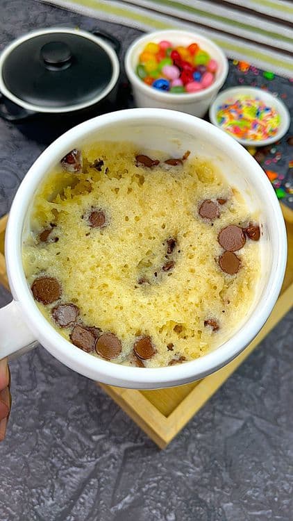 Easy Chocolate Chip Mug Cake | Eggless Chocolate Chip Mug Cake Recipe recipe