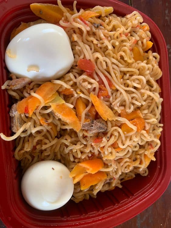 Indomie Noodle Stir Fry with Sardines and Vegetables recipe