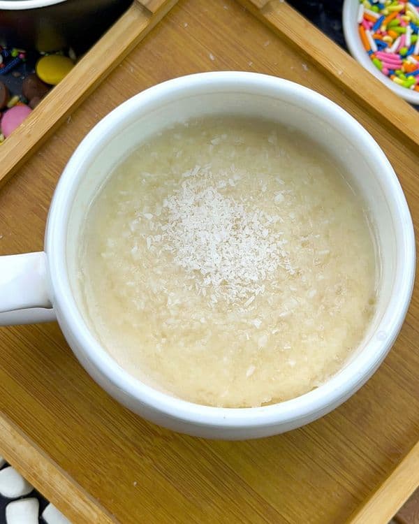 Fluffy Coconut Cream Mug Cake (Eggless, 2-Minute Microwave Dessert) recipe