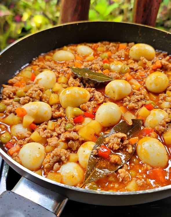 Filipino Pork Giniling with Quail Eggs recipe
