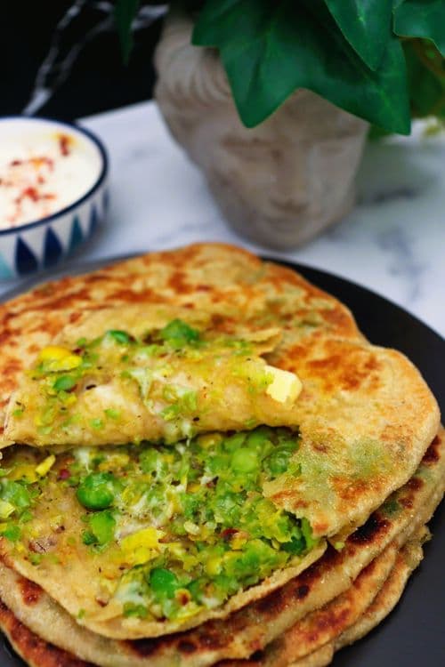Stuffed Corn Peas Paratha recipe