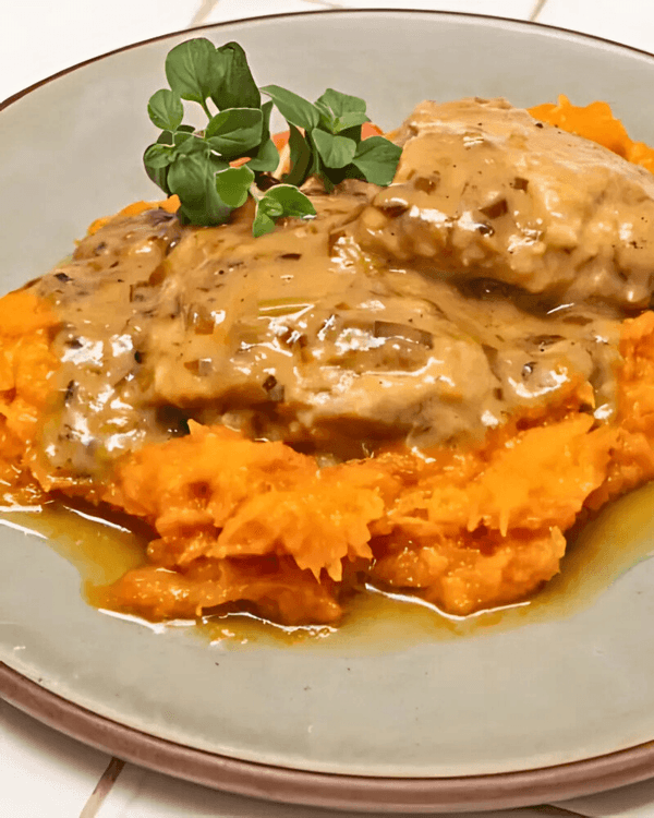 Creamy Leek Chicken with Pumpkin Purée recipe