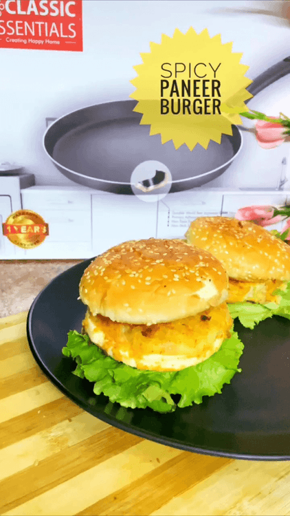 Spicy Paneer Burger recipe