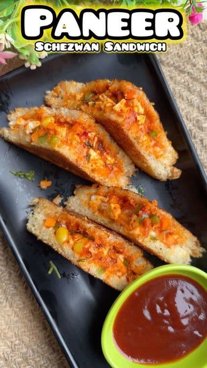 Paneer Schezwan Sandwich recipe
