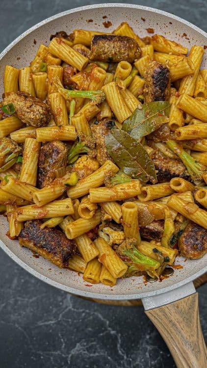 Vegan Wors Sausage Pasta recipe