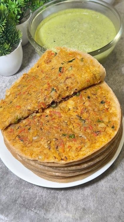 Soybean Paratha with Mint-Cucumber Raita recipe