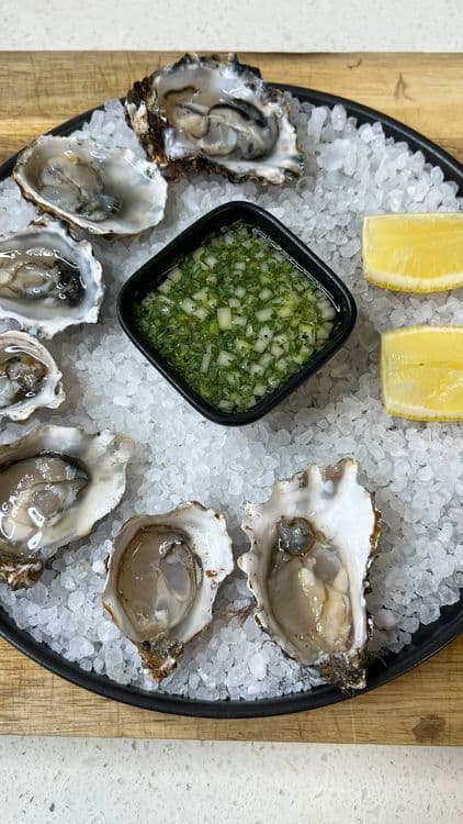 Royal Miyagi on the Half Shell with Apple-Tarragon Mignonette recipe