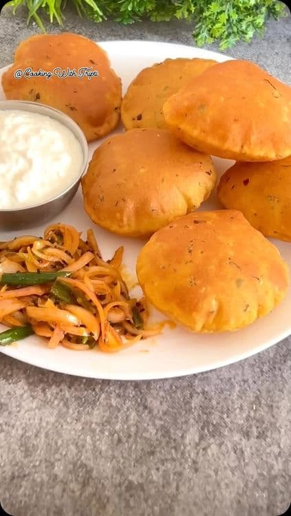 Tangy Onion Pickle with Fluffy Soft Puris recipe