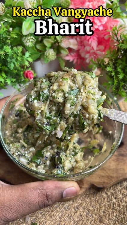 Kacchya Vangyache Bharit recipe