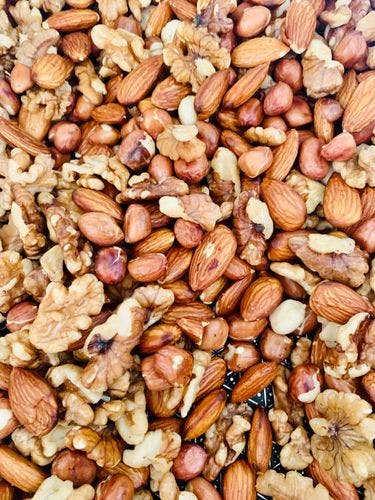 Mixture of almonds, walnuts and peanuts
