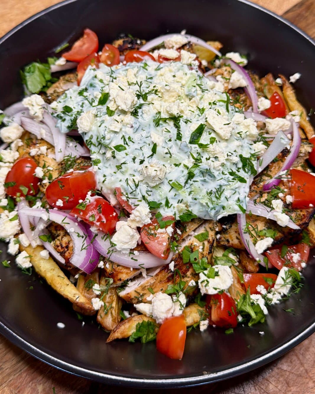 Greek Chicken Loaded Fries recipe