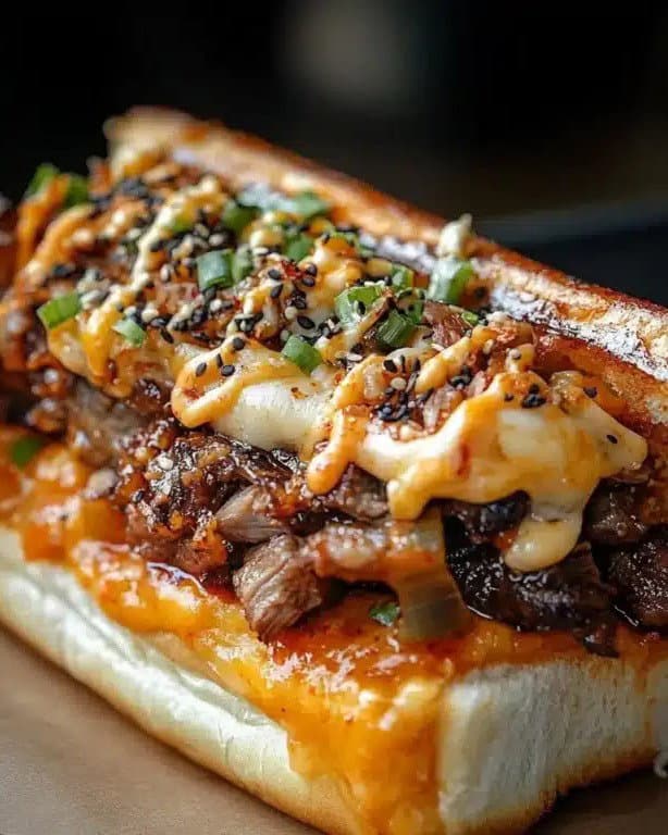 Spicy Kimchi Bulgogi Cheesesteak recipe