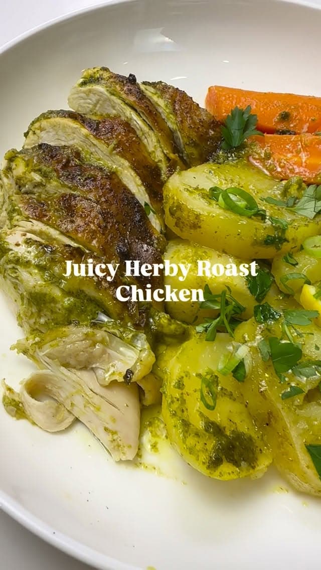 Juicy Herby Roast Chicken & Veggies recipe