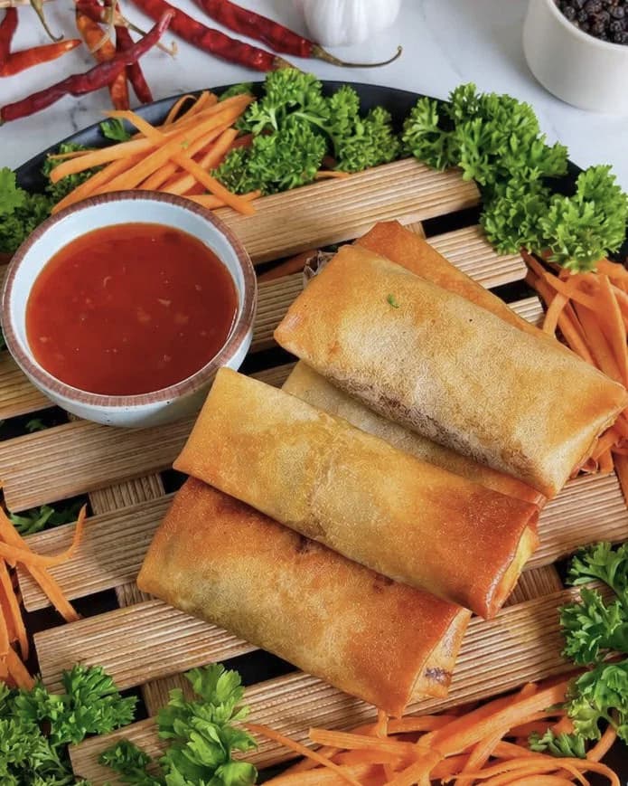 Air Fried Chilli Garlic Paneer Spring Rolls recipe