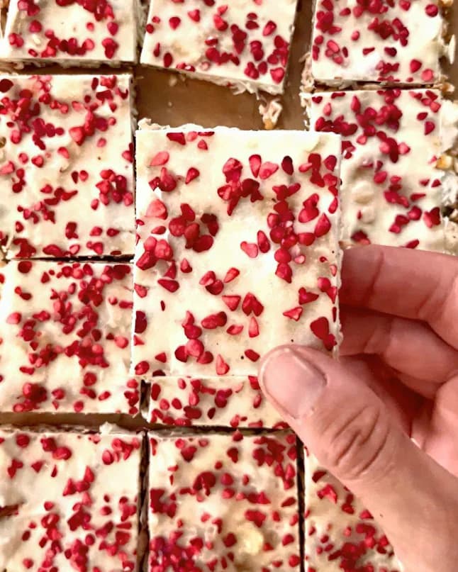 White Chocolate Raspberry Crisp Squares recipe