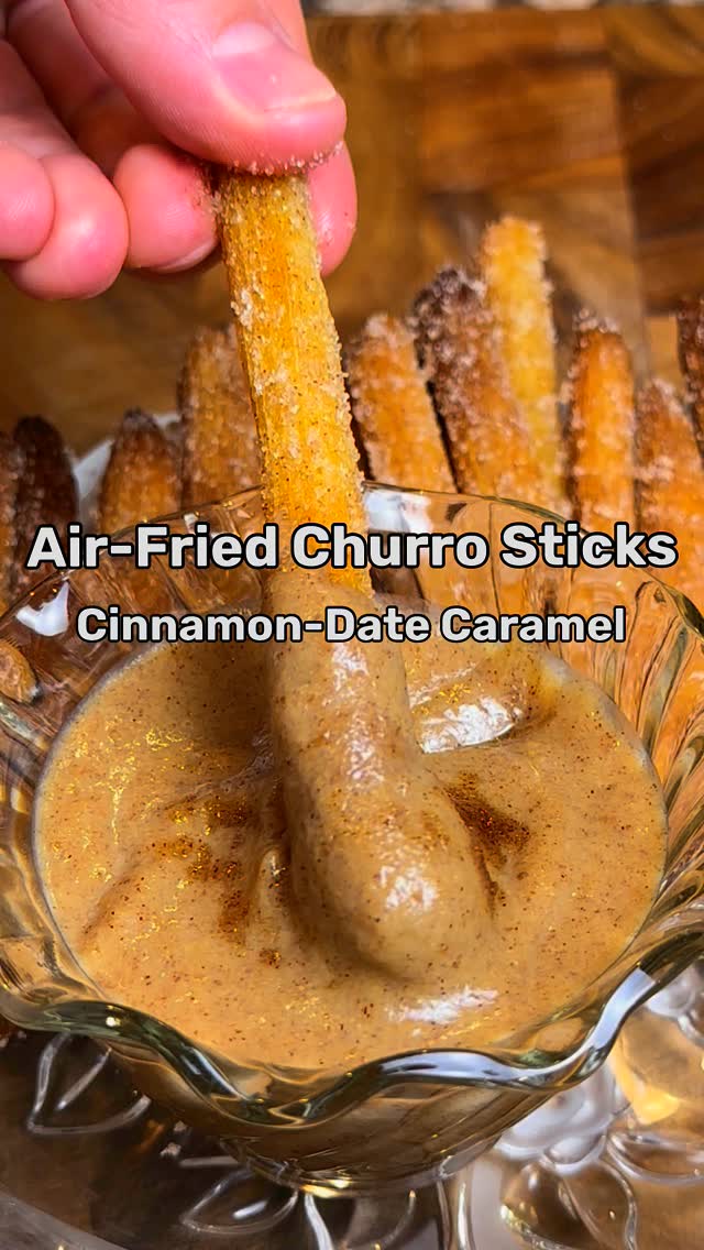Air-Fried Churros with Cinnamon-Date Caramel recipe
