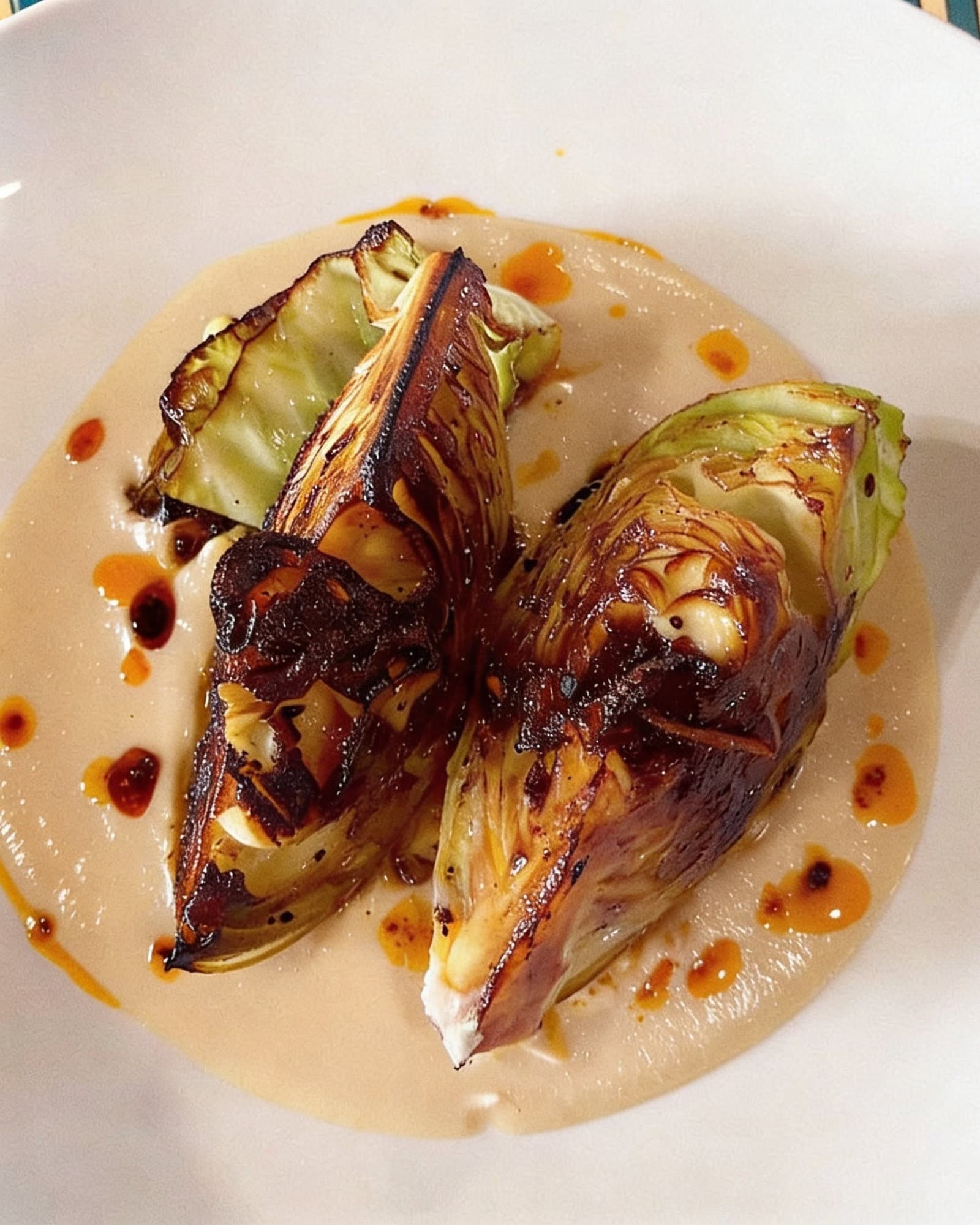 Charred Cabbage on Butterbean Purée recipe
