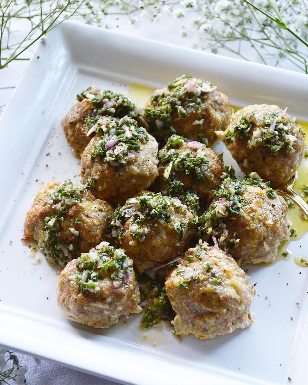 Organic Turkey Meatballs with Chimichurri Sauce recipe