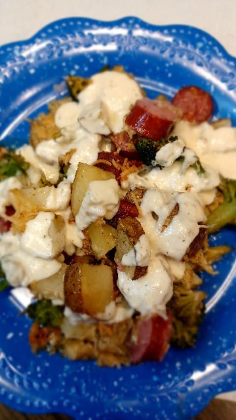 Beef Smoked Sausage Sheet Pan Meal recipe