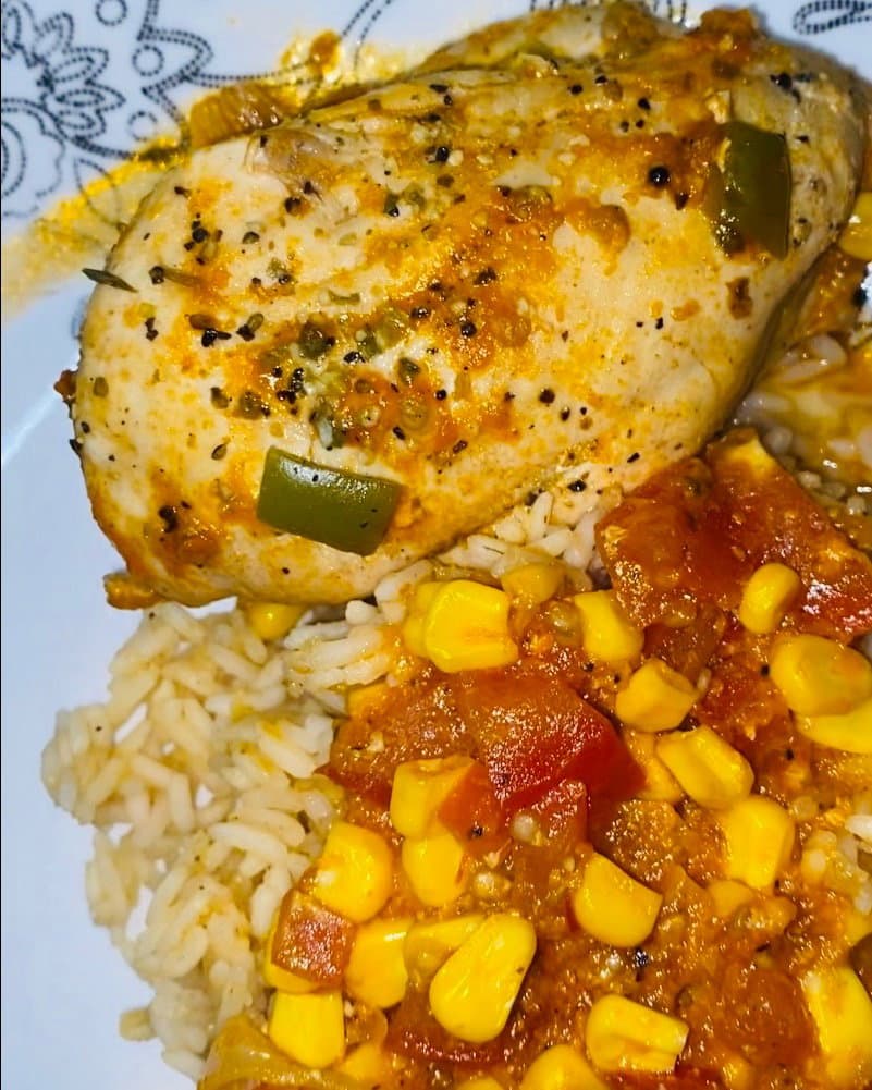 Speedy Portuguese Chicken with Pesto Rice & Corn recipe