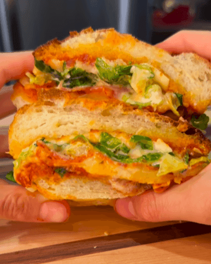 Garlic Butter Caesaroni Pizza Sandwich recipe