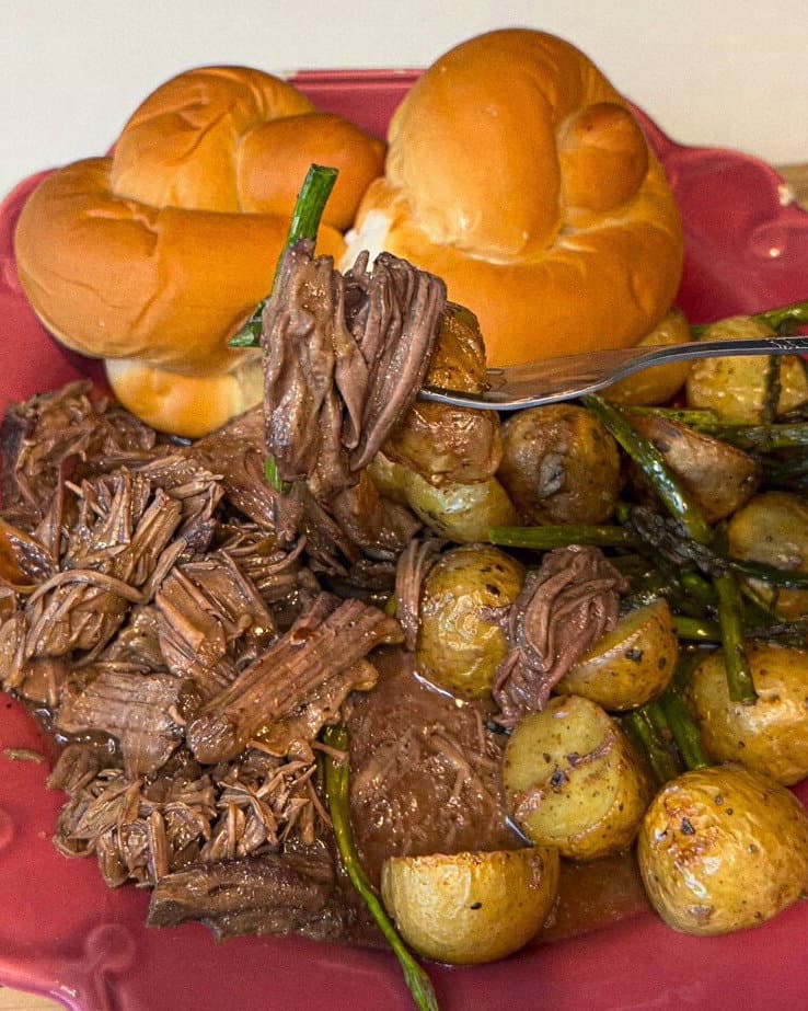 Grandma's Pot Roast with Baby Potatoes and Asparagus recipe